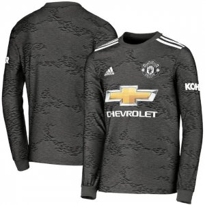 2020-21 Manchester United Long Sleeve Away Black Soccer Jersey Shirt
