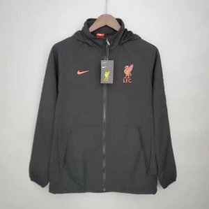 2021-22 Liverpool Black Windbreaker Hoodie Jacket
