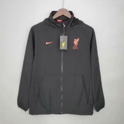 2021-22 Liverpool Black Windbreaker Hoodie Jacket