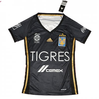 2017-18 Tigres 5 stars Women's Third Black Away Soccer Jersey
