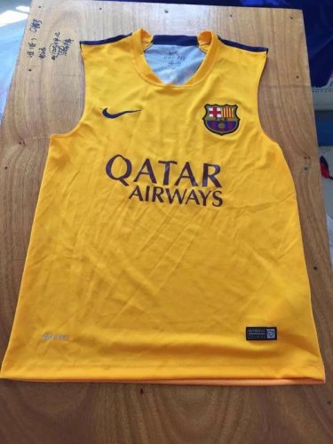 Barcelona Yellow Sleeveless Soccer Shirt