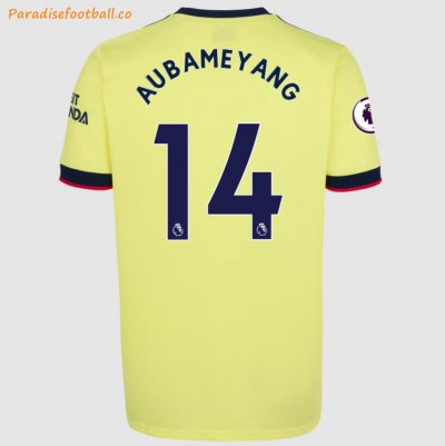 2021-22 Arsenal Away Soccer Jersey Shirt with Pierre-Emerick Aubameyang 14 printing