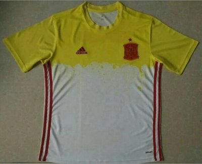 2016 Euro Spain White-Yellow Training Shirt
