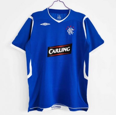 2008-09 Rangers Retro Blue Home Soccer Jersey Shirt