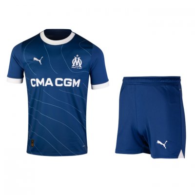 2023-24 Olympique de Marseille Kids Away Soccer Kits Shirt With Shorts