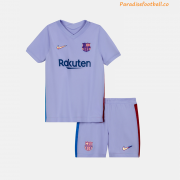 Kids Barcelona 2021-22 Away Soccer Kits Shirt With Shorts