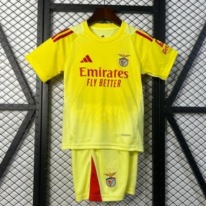 2025-26 Benfica Goalkeeper Kids Yellow Soccer Kits Shirt With Shorts
