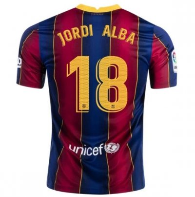 2020-21 Barcelona Home Soccer Jersey Shirt JORDI ALBA #18