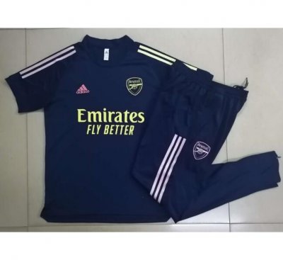 2020-21 Arsenal Blue Short Sleeve Training Sets Shirt with Shorts