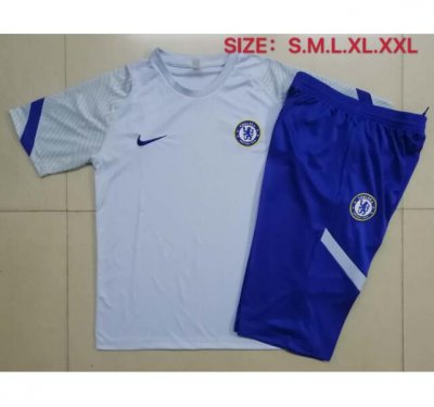 2020-21 Chelsea Light Grey Training Kits Capri Pants with Shirt