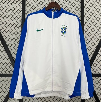 2024 Copa America Brazil White Blue Windbreaker Jacket