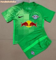Kids RB Leipzig 2021-22 Green Goalkeeper Soccer Kits Shirt With Shorts