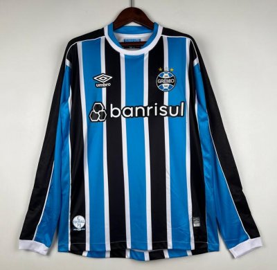 2023-24 Gremio Foot-Ball Long Sleeve Home Soccer Jersey Shirt