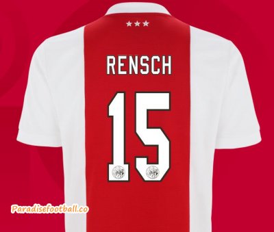 2021-22 Ajax Home Soccer Jersey Shirt with Rensch 15 printing