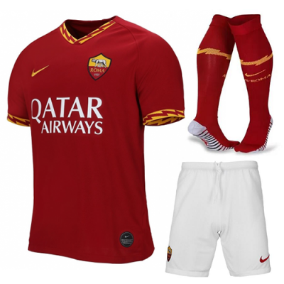 2019-20 AS Roma Home Soccer Jersey Whole Kit (Shirt + Shorts + Socks)