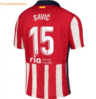 2020-21 Atlético de Madrid Home Soccer Jersey Shirt with Savic 15 printing