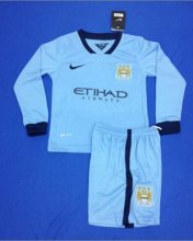 Kids Manchester City 14/15 LS Home Soccer Kit(Shirt+shorts)