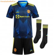 2021-22 Manchester United Kids Third Away Soccer Full Kits Shirt & Shorts & Socks