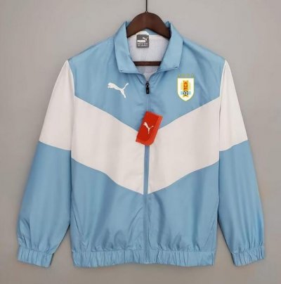 2022 World Cup Uruguay Blue White Windbreaker Hoodie Jacket