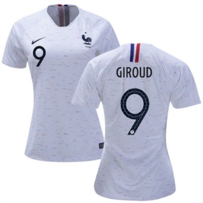 Women 2018 World Cup France Away Soccer Jersey Shirt Olivier Giroud #9