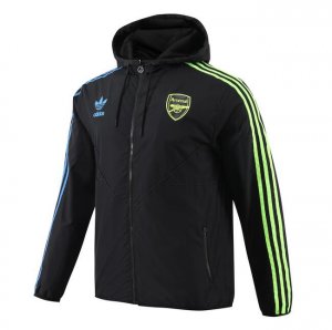 2023-24 Arsenal Black Windbreaker Trench Coat Jacket