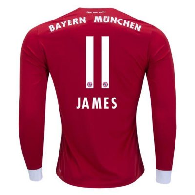 2017-18 Bayern Munich James #11 LS Home Soccer Jersey