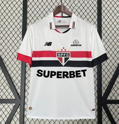 2024-25 Sao Paulo Home Soccer Jersey Shirt With All Sponsor