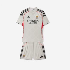 2025-26 Benfica Beige Away Kids Soccer Kits Shirt With Shorts