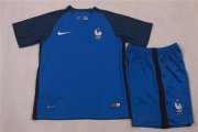 Kids France 2016 Euro Home Soccer Shirt With Shorts