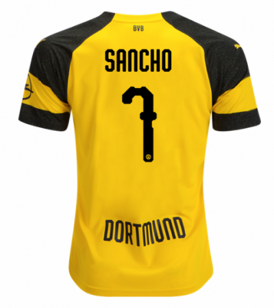 Jadon Sancho #7 2018-19 Borussia Dortmund Home Soccer Jersey Shirt
