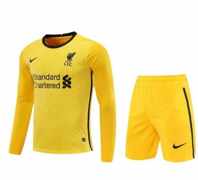 2020-21 Liverpool Long Sleeve Goalkeeper Yellow Soccer Kits (Shirt+Shorts)
