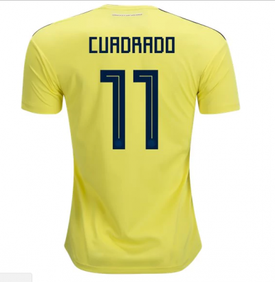 2018 World Cup Colombia CUADRADO #11 Home Yellow Soccer Jersey