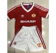 1984 Manchester United Retro Kids Home Soccer Shirt With Shorts