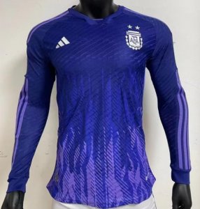2022 World Cup Argentina Long Sleeve Away Soccer Jersey Shirt Player Version