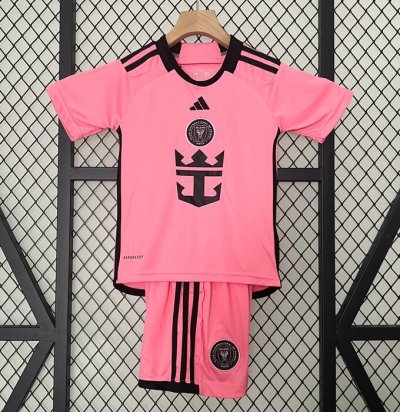 2024-25 Inter Miami Kids Home Soccer Kits Shirt With Shorts