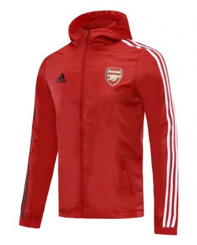 2020-21 Arsenal Red White Windbreaker Hoodie Jacket