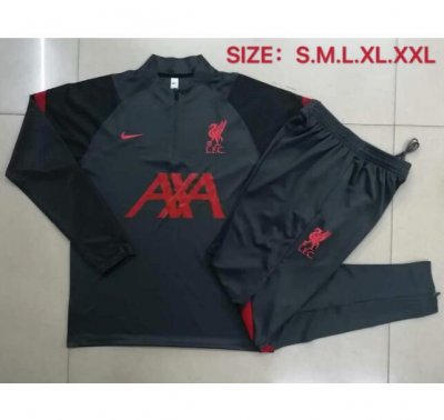 2020-21 Liverpool Black Training Kits Sweatshirt with Pants