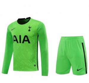 2020-21 Tottenham Hotspur Long Sleeve Goalkeeper Green Soccer Jersey Kits (Shirt+Shorts)