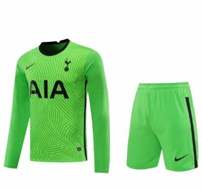 2020-21 Tottenham Hotspur Long Sleeve Goalkeeper Green Soccer Jersey Kits (Shirt+Shorts)