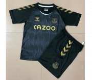 2020-21 Everton Kids Goalkeeper Black Soccer Jersey Kit Shirt With Shorts