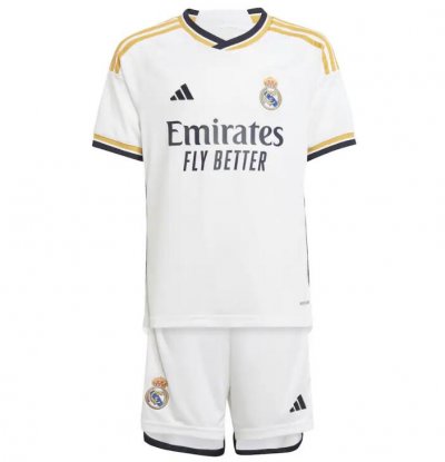 2023-24 Real Madrid Kids Home Soccer Kits Shirt With Shorts