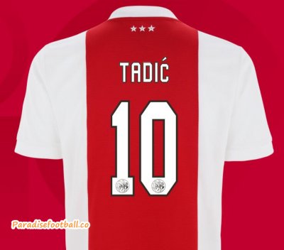 2021-22 Ajax Home Soccer Jersey Shirt with Tadić 10 printing