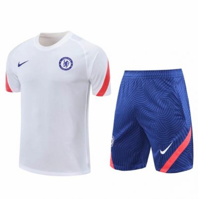 2020-21 Chelsea White Training Kits Shirt with Shorts