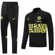 2021-22 Chelsea Black Yellow Training Kits Jacket with Pants