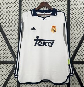 2000-01 Real Madrid Retro Long Sleeve Home Soccer Jersey Shirt
