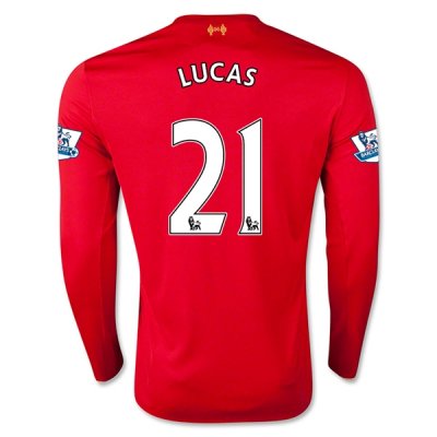 2015-16 Liverpool LUCAS #21 LS Home Soccer Jersey