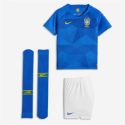 Kids Brazil 2018 World Cup Away Soccer Whole Kit ( Jersey+ Shorts+Socks)