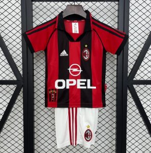 1998-99 AC Milan Retro Kids Home Soccer Kit Shirt With Shorts