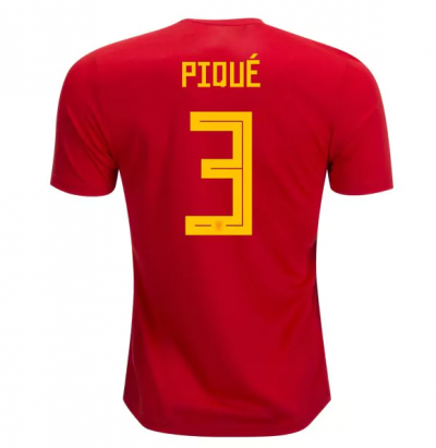 2018 World Cup Spain #3 PIQUE Home Soccer Jersey Shirt