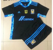 Kids Tigres UANL 2021-22 Black Goalkeeper Soccer Kits Shirt With Shorts